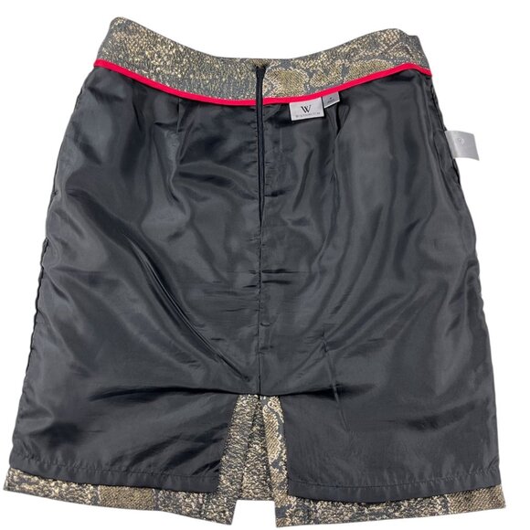 Worthington Metallic Gold Snakeskin Print Lined Skirt Size 4 - Picture 12 of 16